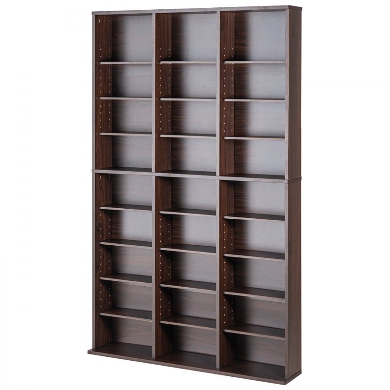 Hollis 4-shelf Wood Media Tower with Drawers Brown and White